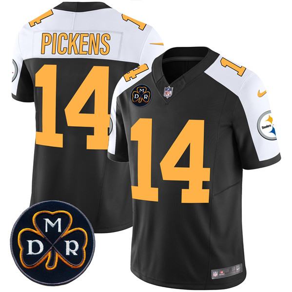Men's Pittsburgh Steelers #14 George Pickens Black F.U.S.E. DMR Patch Untouchable Limited Stitched Football Jersey